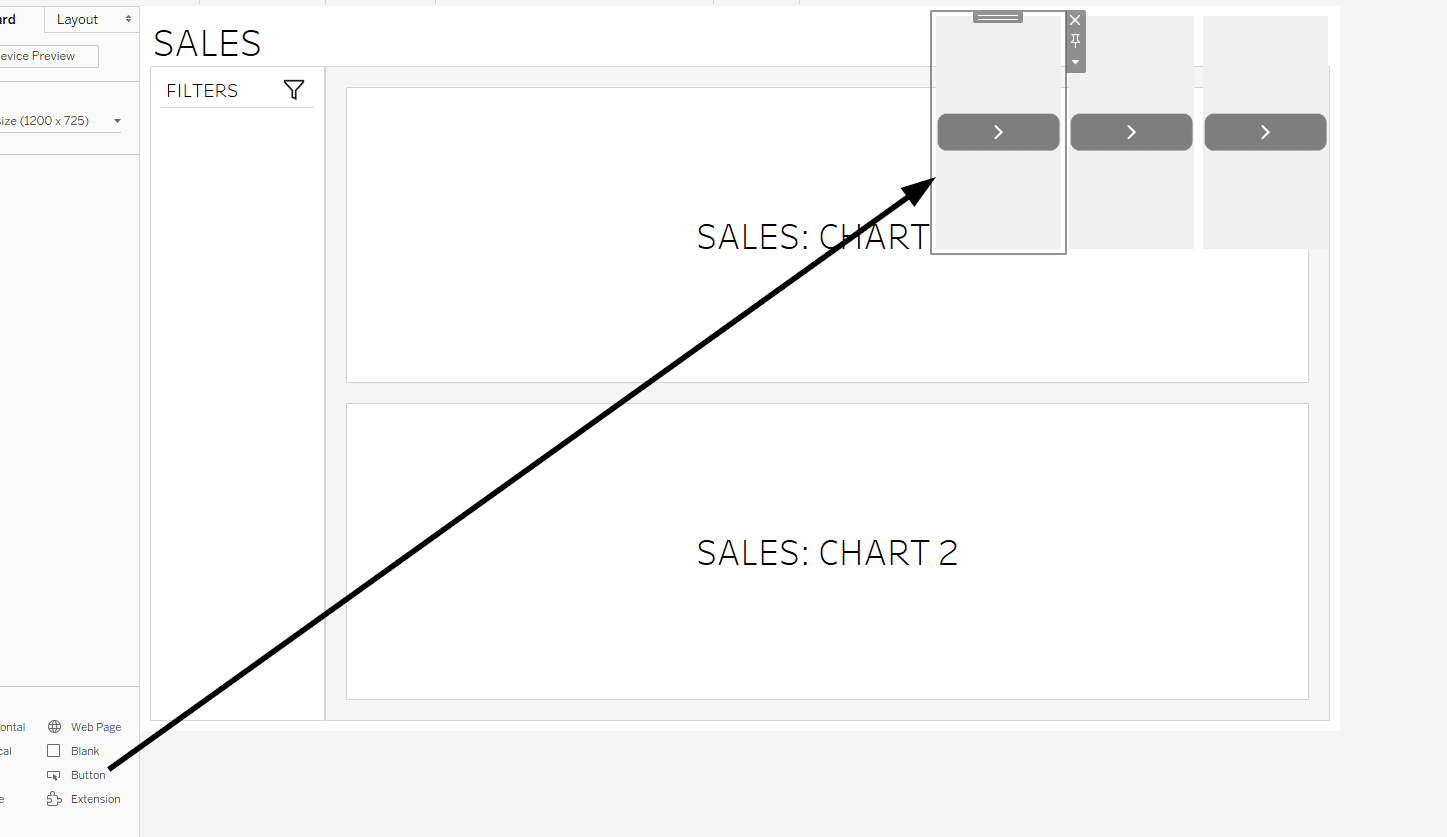 Place your Button objects into your container. Place the same number of buttons as text objects.