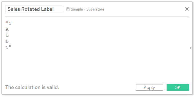 Sales Rotated Label Tableau Calculated Field