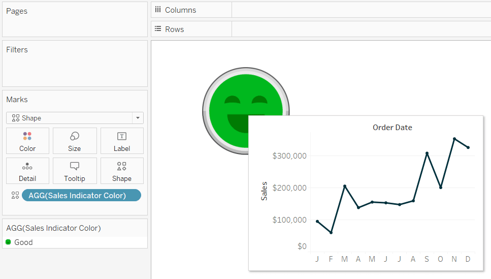 Sales Trend Viz in Tooltip on Good Sales Indicator in Tableau