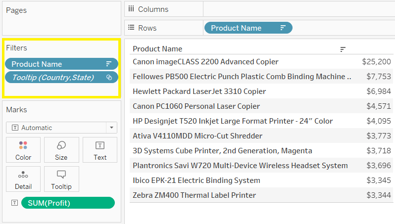 Set Filter in Tableau After Adding Sheet as Tooltip