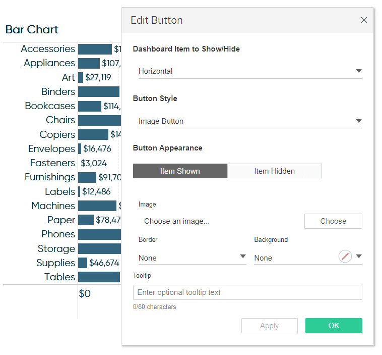 Edit show/hide button for sheet swapping in Tableau