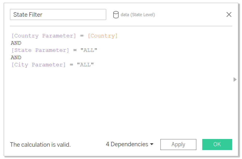 State Filter calculation