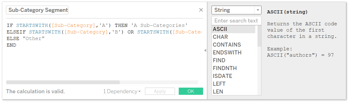 String Functions in Tableau Function Dictionary