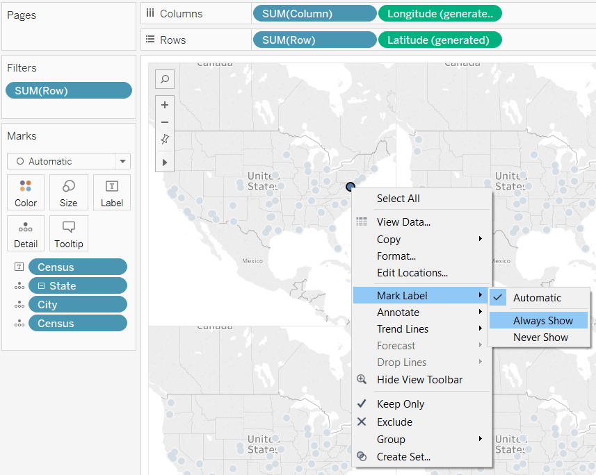 Tableau Always Show Mark Label