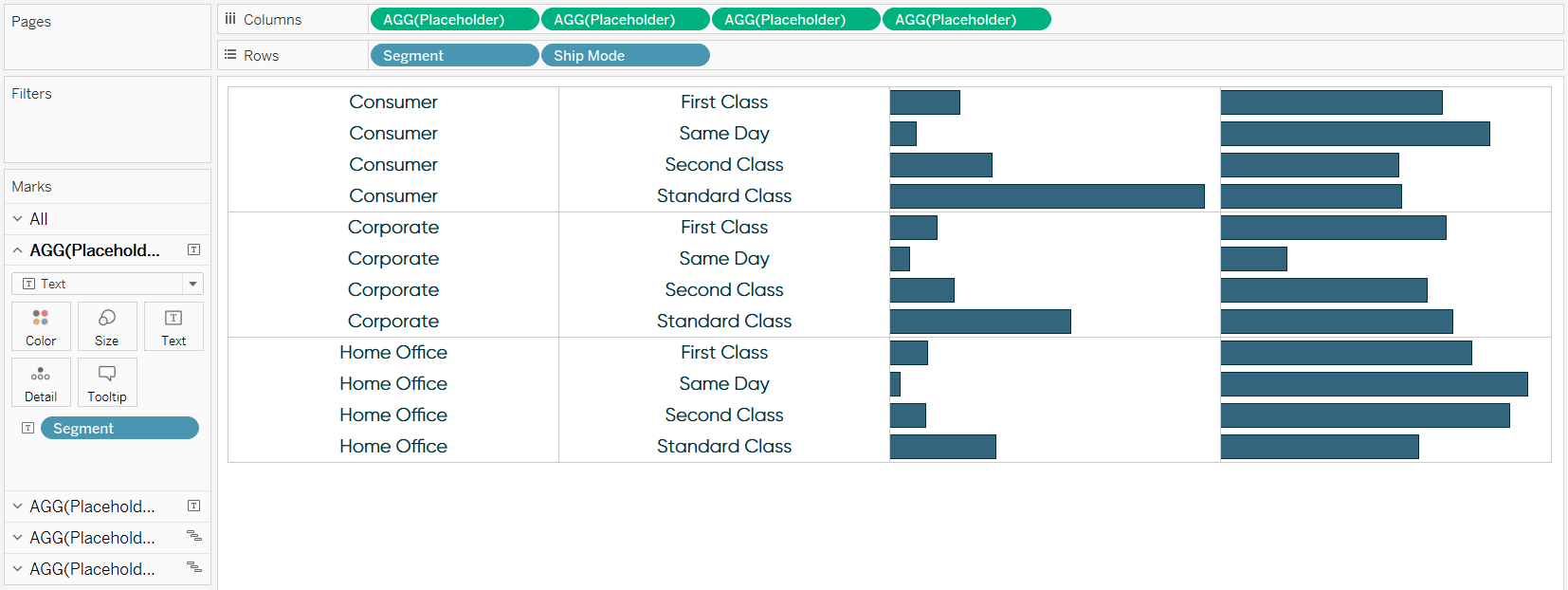Tableau Bar Chart Using the Placeholder Trick with Formatting