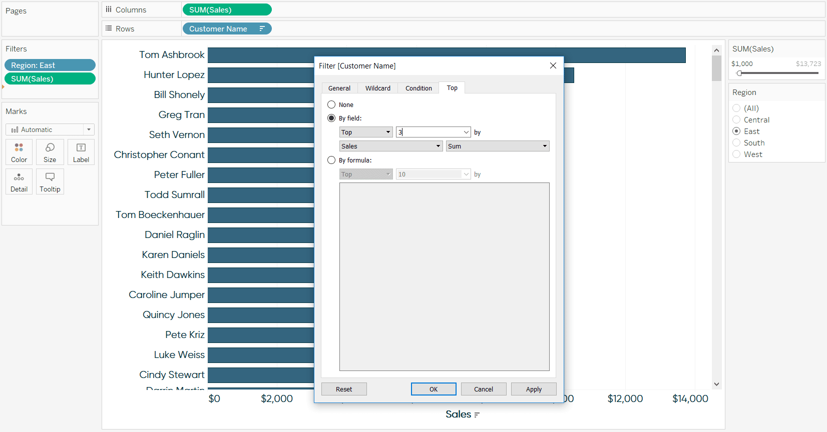 Tableau Customer Name Top 3 Filter