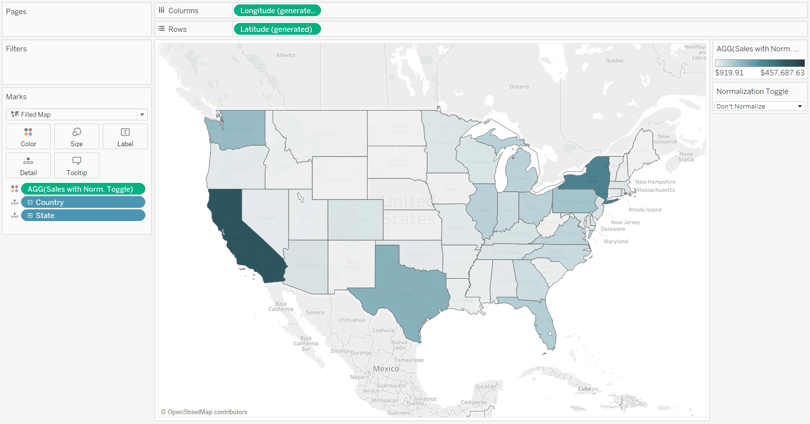 Tableau Sales by State Map Not Normalized