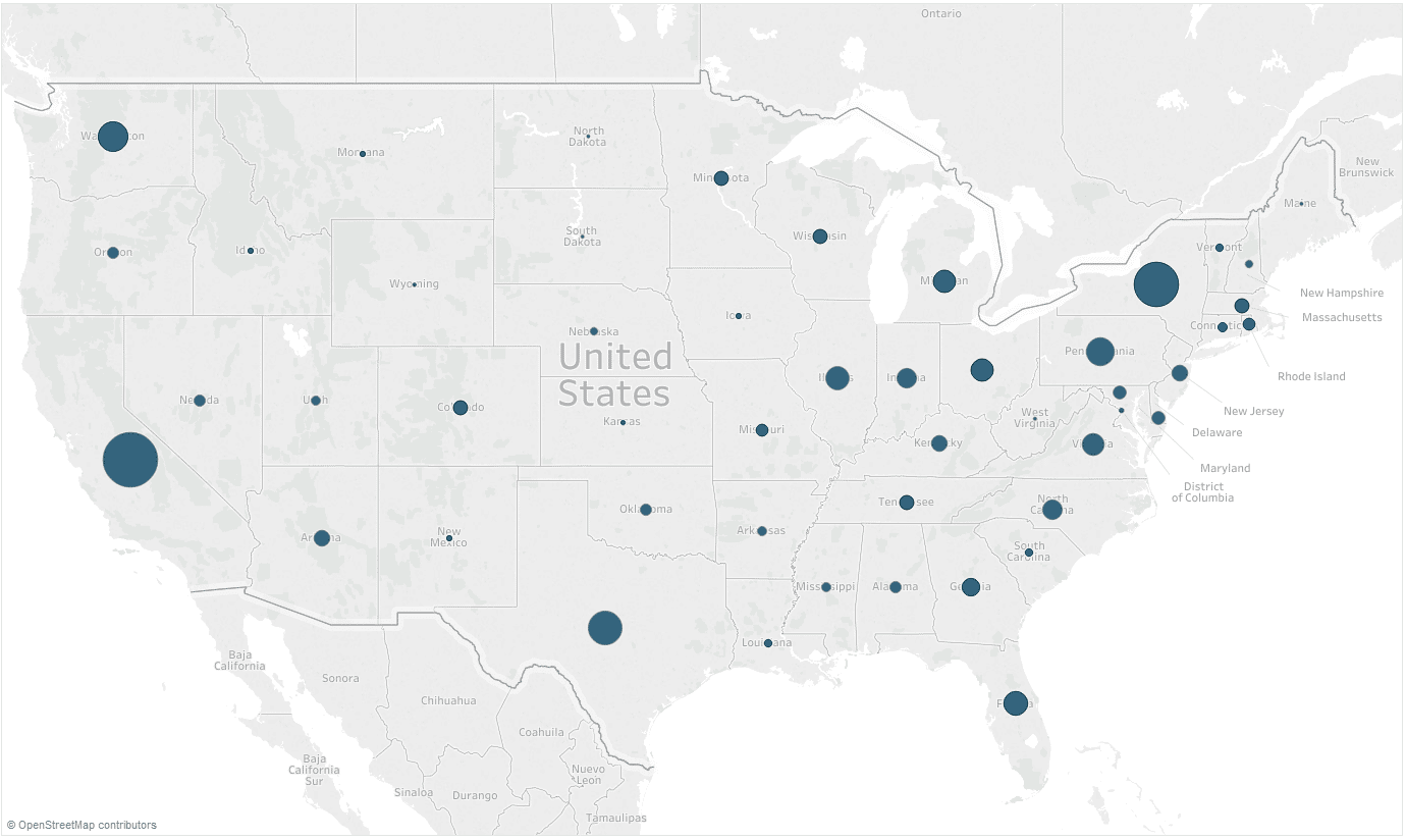Tableau Sales by State Symbol Map with Background Map