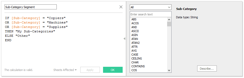 Tableau String Calculated Field