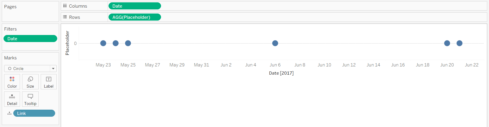 Tableau Timeline of Next 90 Days with Mark Type of Circle