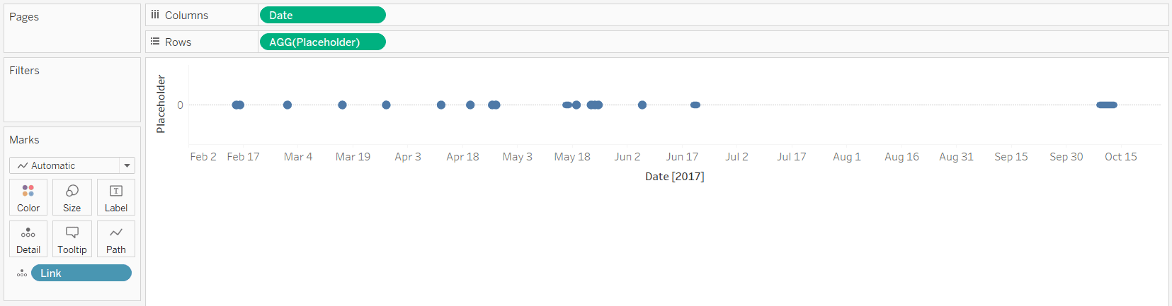 Tableau Timeline with Events on Detail Marks Card