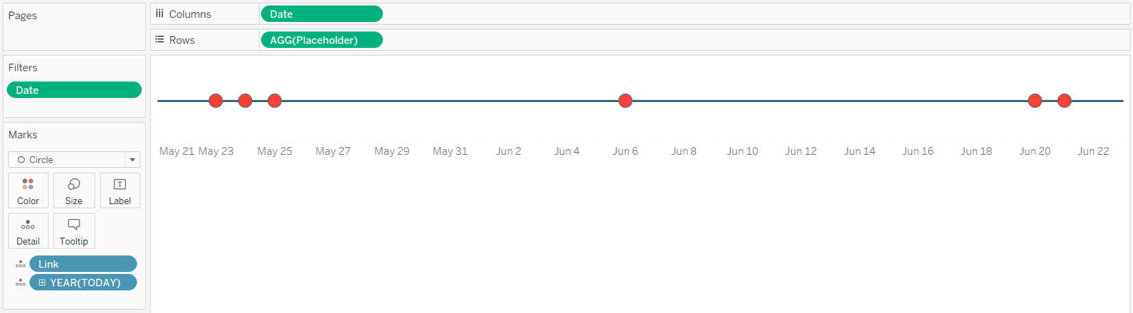 Tableau Timeline with Today on Detail Marks Card