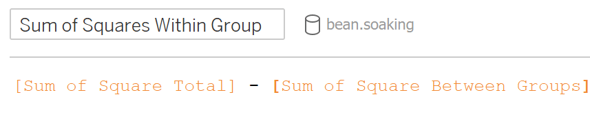 Sum of Squares Within Group calculation