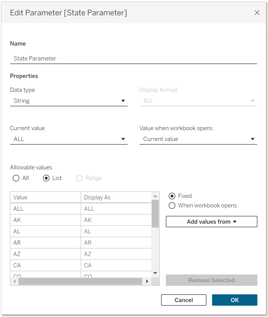 state parameter