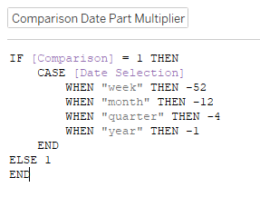 Comparison Date Part Multiplier calculation