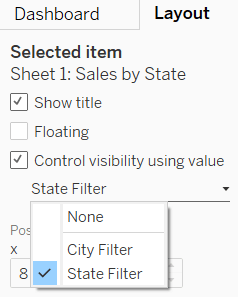 Control visibility using value State Filter