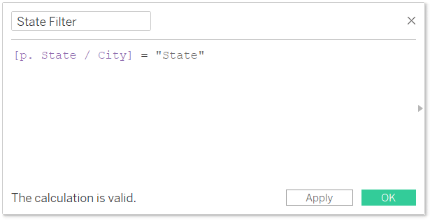 State filter calculation