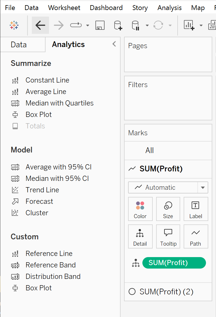 Select the Analytics Pane for how to visualize outliers in tableau
