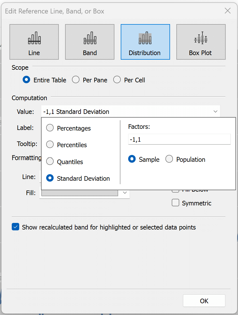 Add Second set of standard deviations to Tableau to visualize outliers