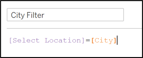 City filter calculation to map spatial data in Tableau