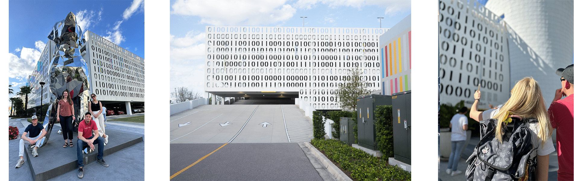 playfair data team summit 2023 parking garage art installation the code wall in lake nona fl binary code team challenge to translate data into valuable insights