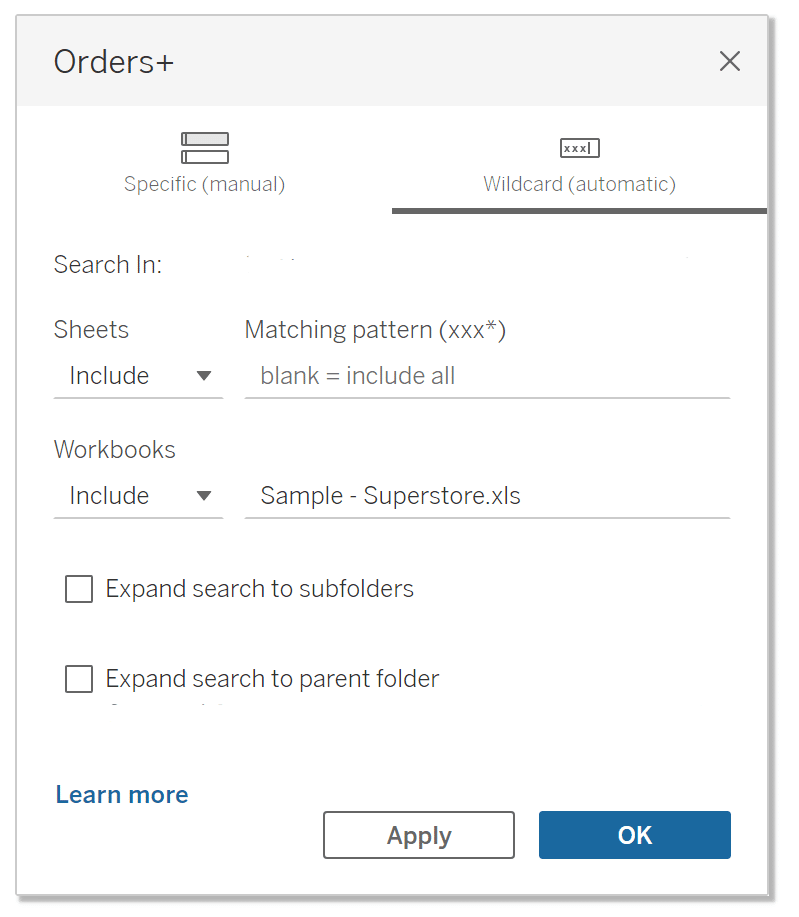 Wildcard union in Tableau's physical layer