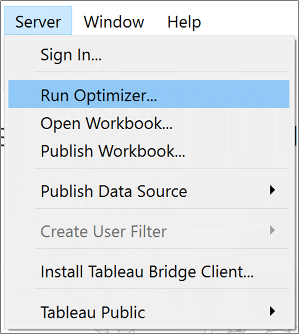 How to run the Tableau Optimizer