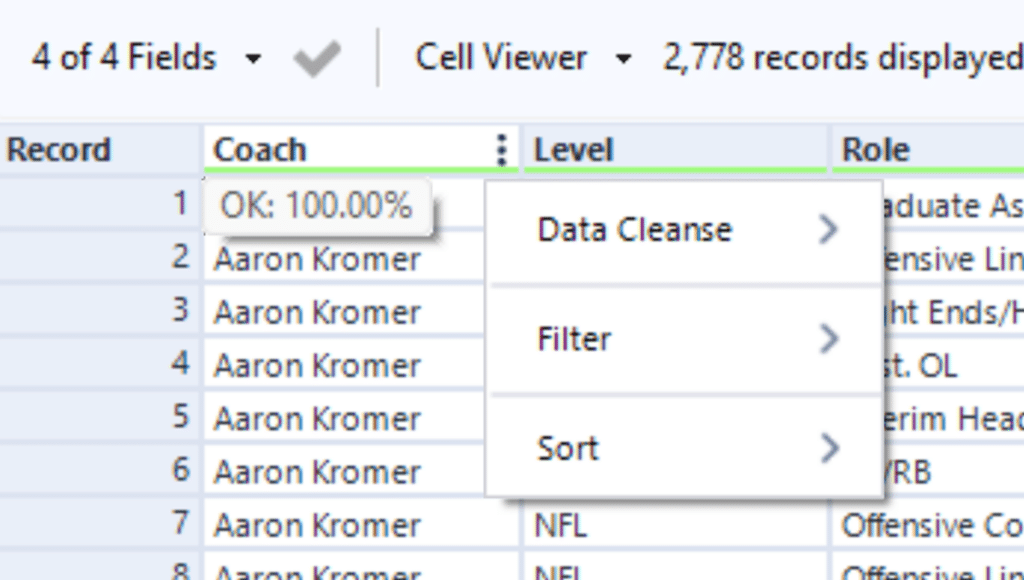 Use the ellipses next to “Coach” in the results window to get the option to filter the results.