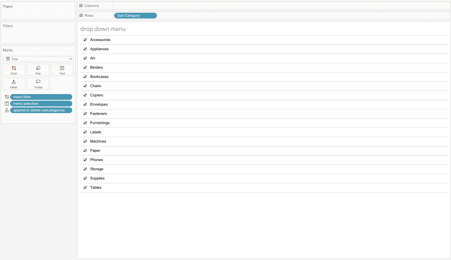 Multi select menu in Tableau