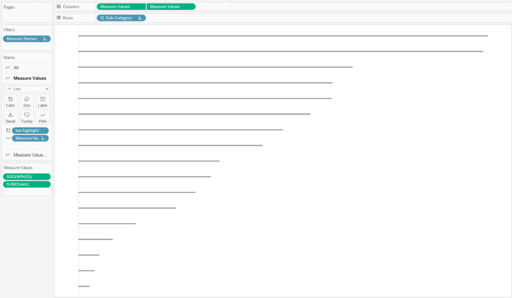 Create the border to highlight selections for a bar chart in tableau