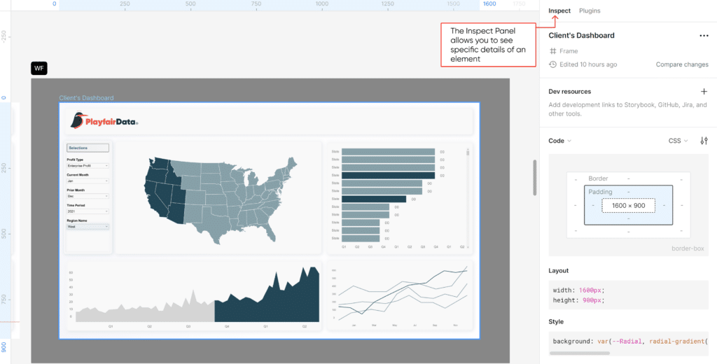 Using the Inspect Panel in Figma for Data Visualization design