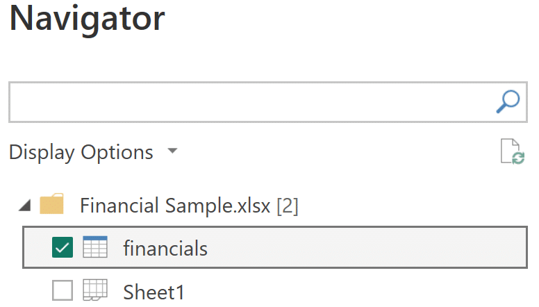 Navigator in Power BI