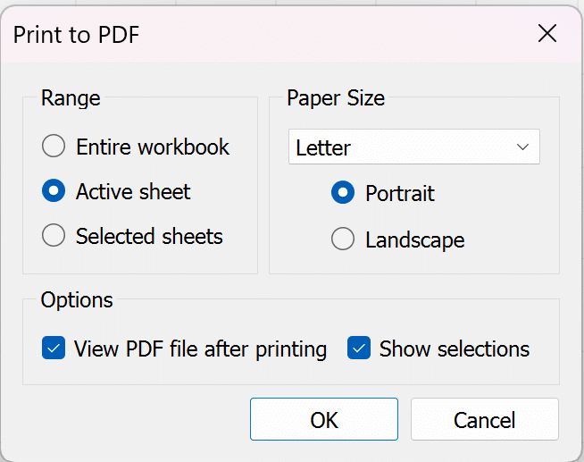 Print to PDF option in Tableau
