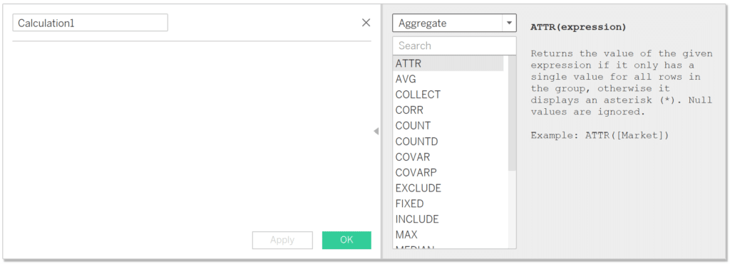 Aggregate functions in Tableau calculated fields