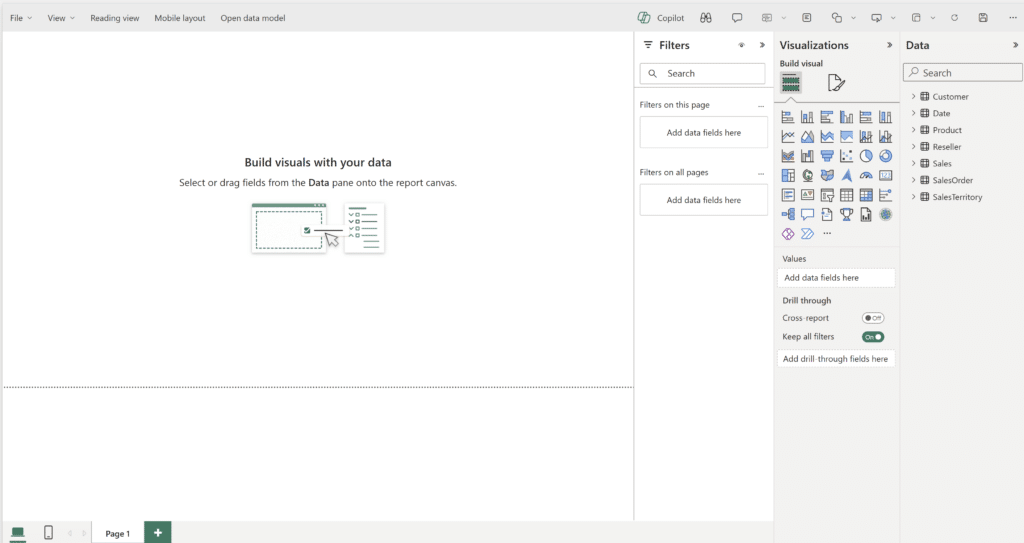 Create a Blank Report in Power Bi Desktop