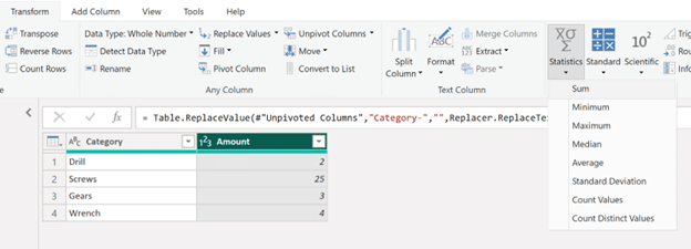 Finding Sum of amount column