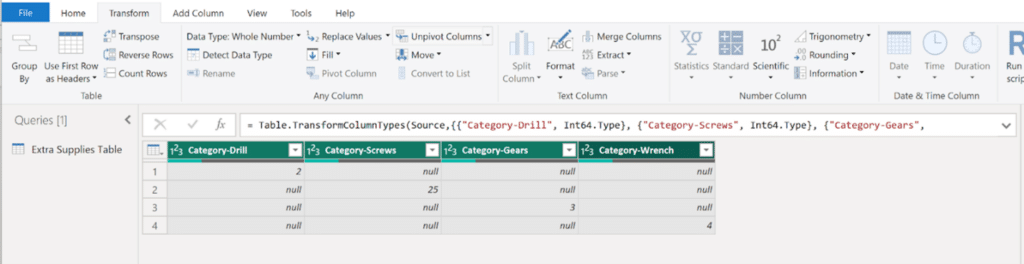 Unpivot columns - before unpivoting