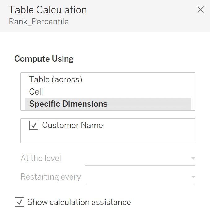 Adjust the rank percentile table calculation in Tableau