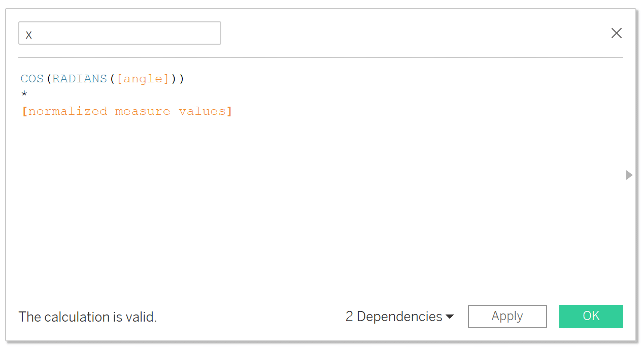 X calculation with normalized values