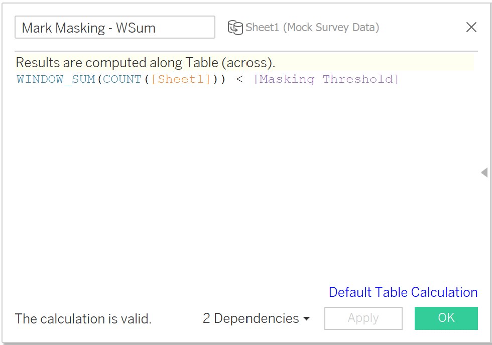 Windowsum calculated field