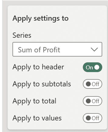 Apply setting to header only