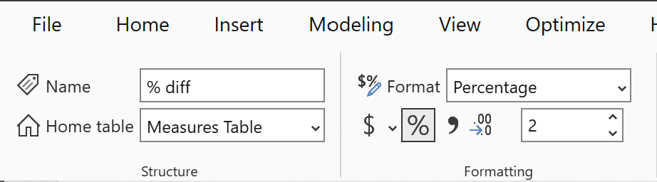 Format percent diff as percentage