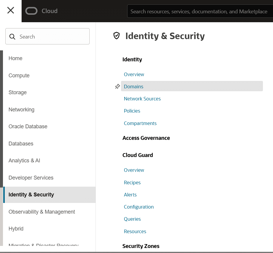 Identity Domains in Oracle Cloud Infrastructure