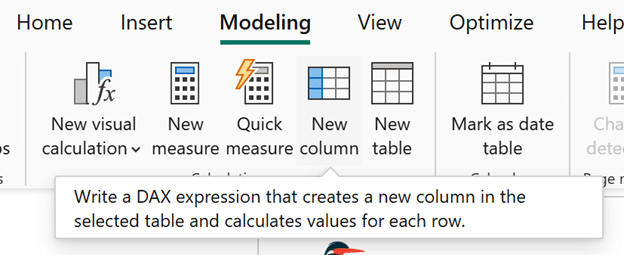 new column for matrix visual in power bi