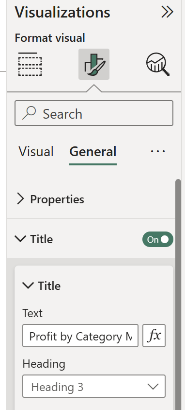 adding title to matrix visual