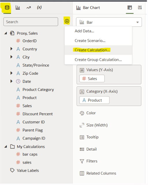Create a calculation in Oracle Analytics
