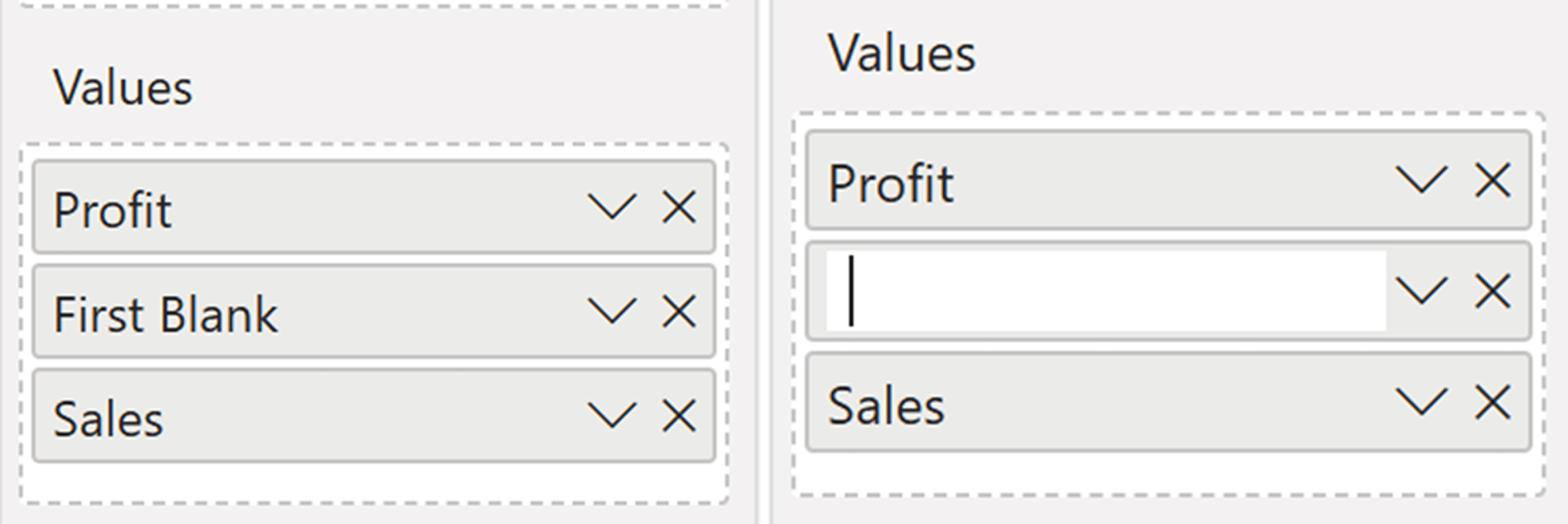 Values image before and after
