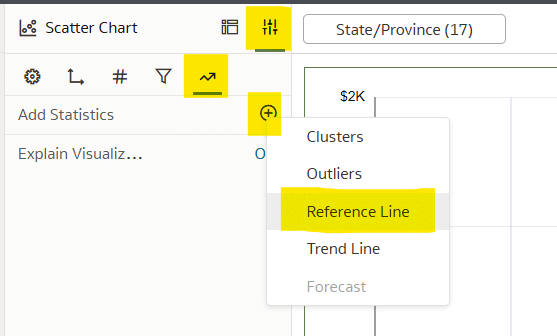 Add the first reference line in Oracle Analytics