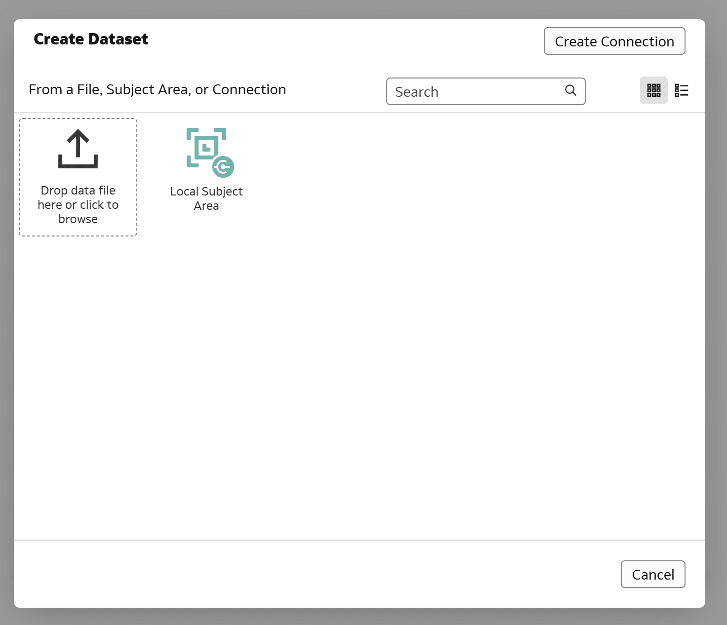 Create Dataset window