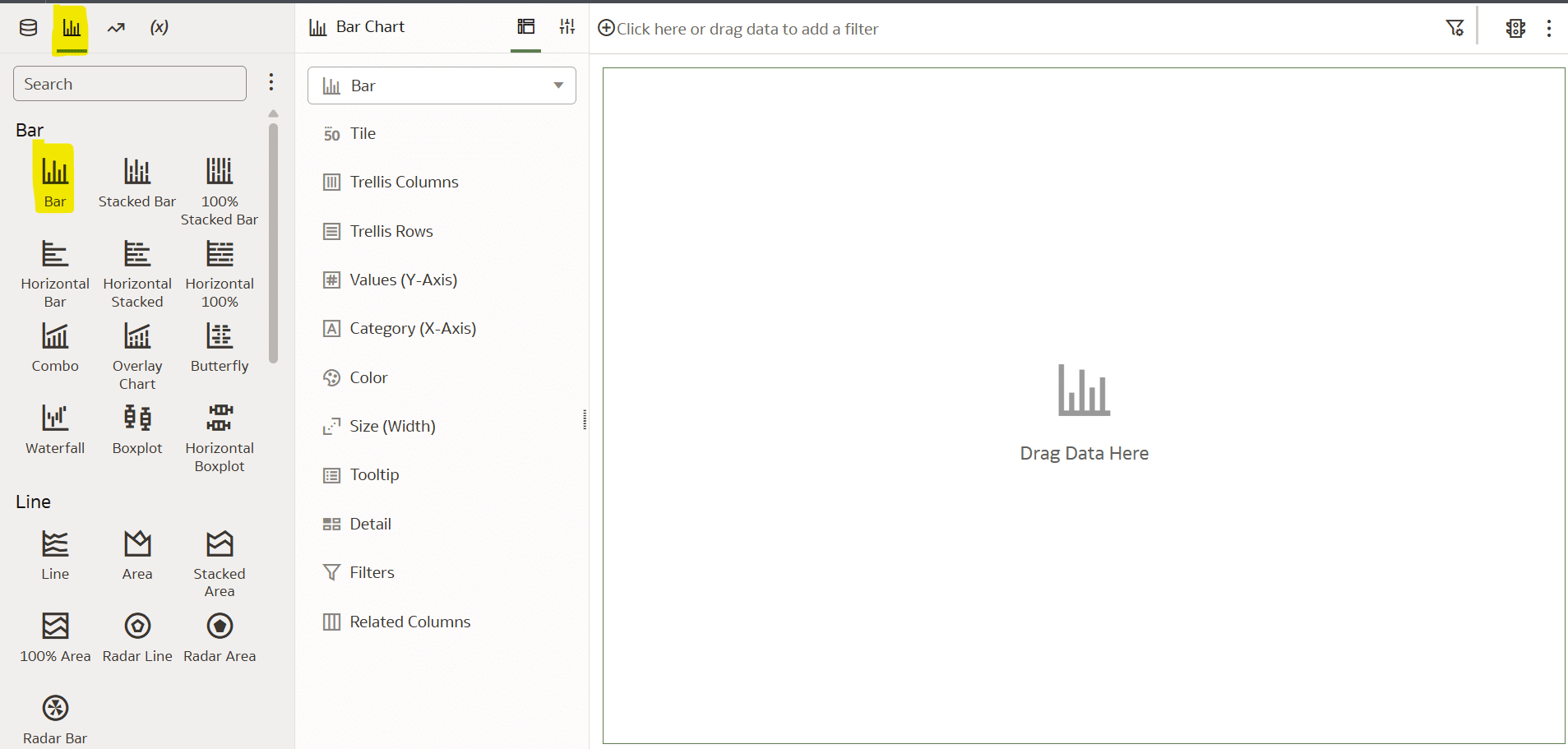 Drag Bar into the canvas